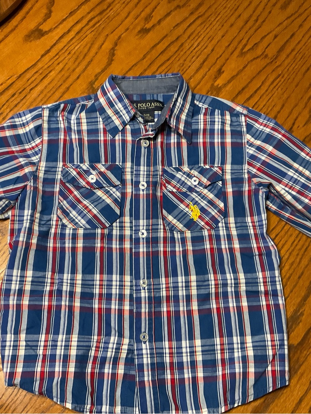 U.S. Polo Assn. Blue Red White Plaid Button-Down Shirt